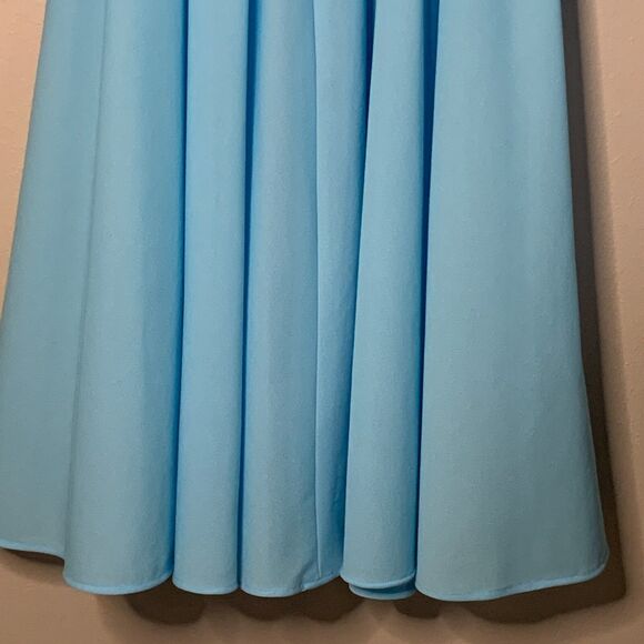 Vtg 80s Blue Midi Dress S-M Blouson White Lace 70s Mother of Bride Boston Maid - Picture 9 of 12